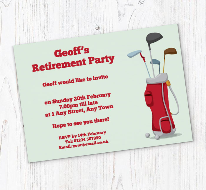 golf clubs retirement invitations
