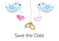 love birds save the date cards