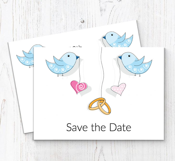 love birds save the date cards