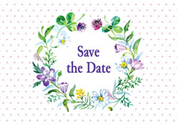 circle of flowers save the date cards