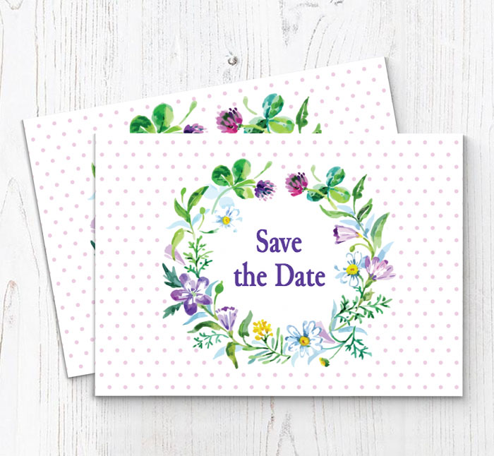 circle of flowers save the date cards