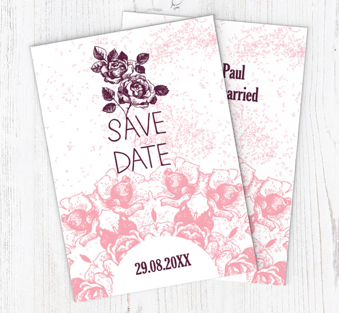 pink floral save the date cards