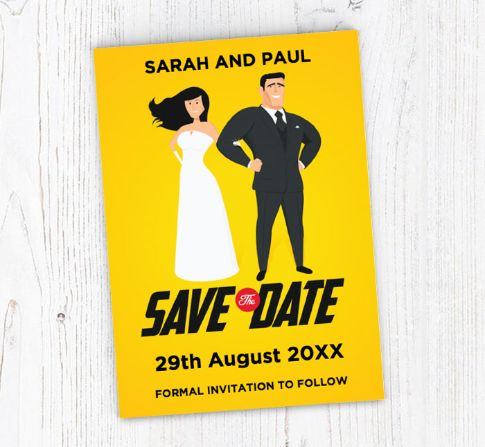 superhero save the date cards