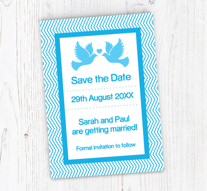 chevron birds save the date cards