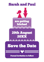 purple cake save the date cards