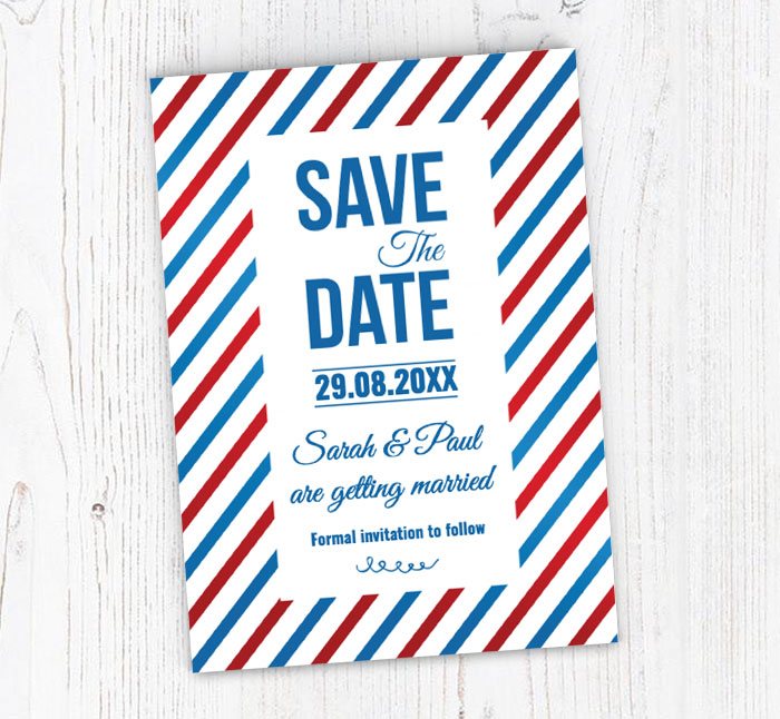 stripes save the date cards