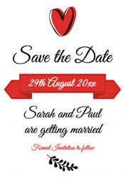 red and black save the date cards