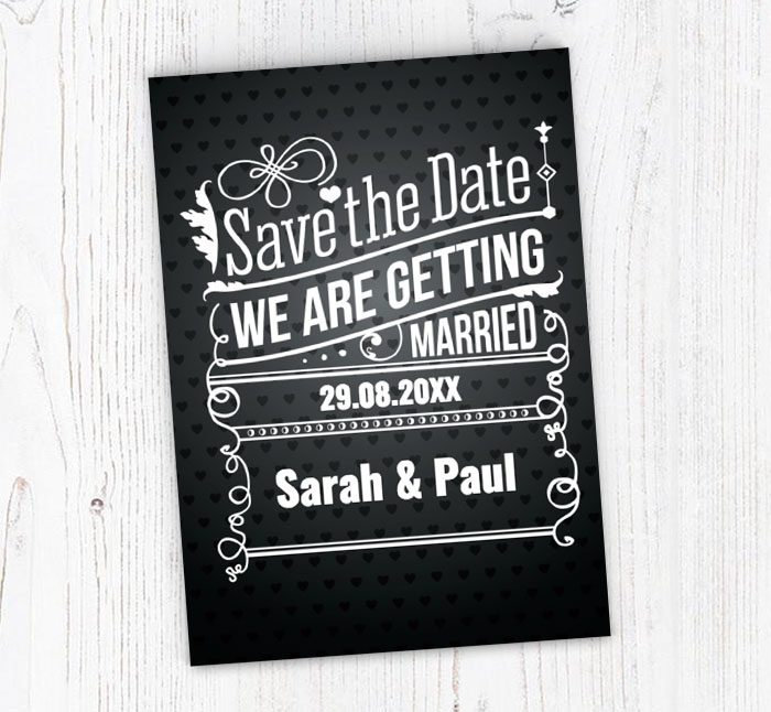 black and white save the date cards