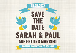 blue birds save the date cards