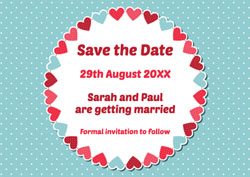 circle of hearts save the date cards