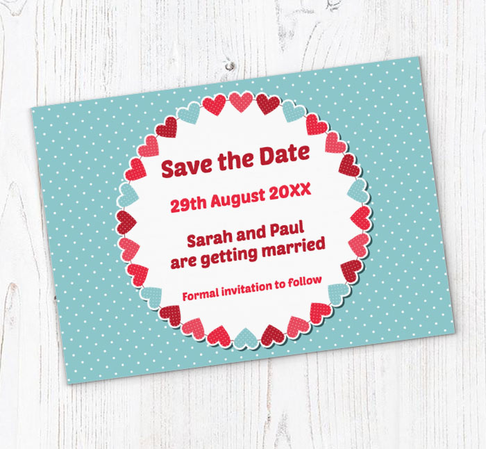 circle of hearts save the date cards