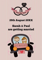 pink stripes save the date cards