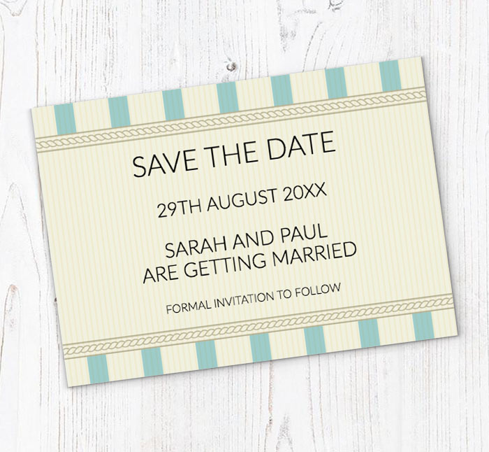 cream and blue save the date cards