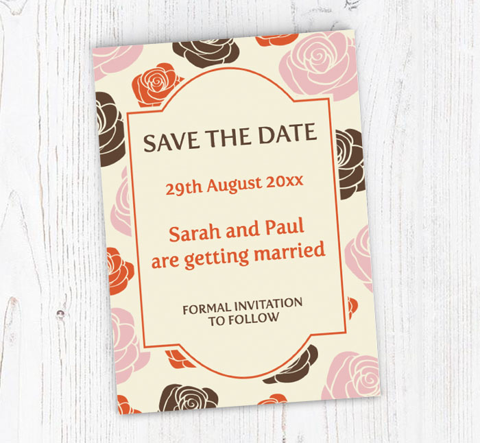 roses and cream save the date cards