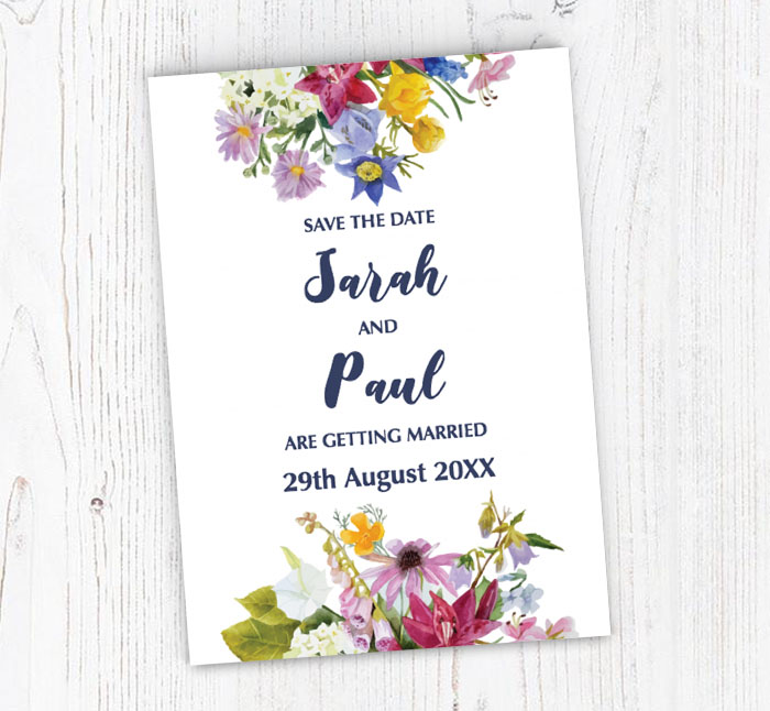 watercolour flowers save the date
