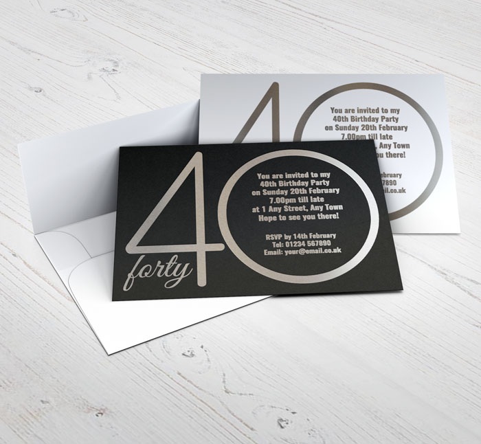 40th silver foil party invitations