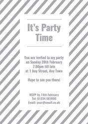 silver foil stripes party invitations