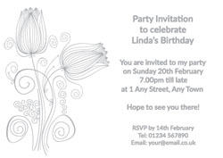 silver foil tulips party invitations