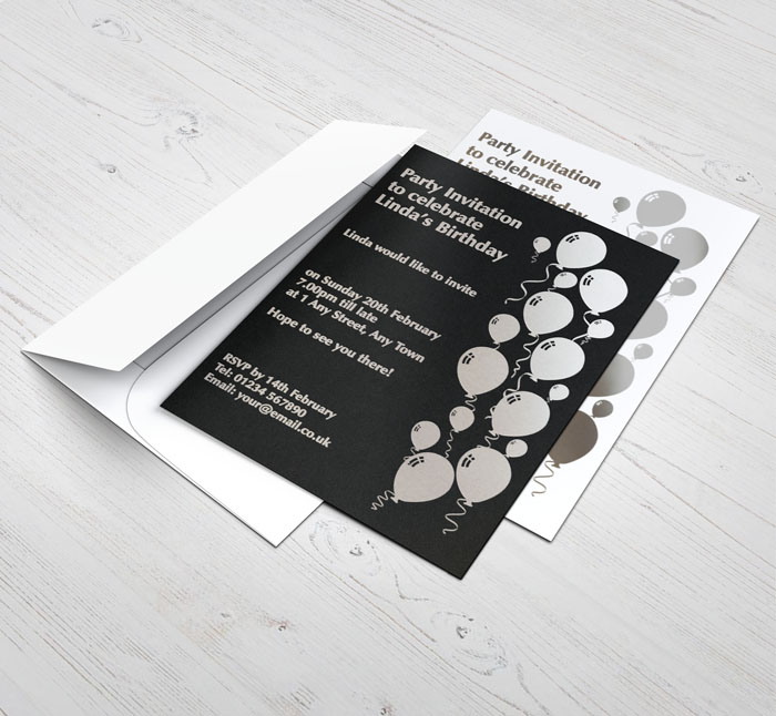 silver foil balloons party invitations