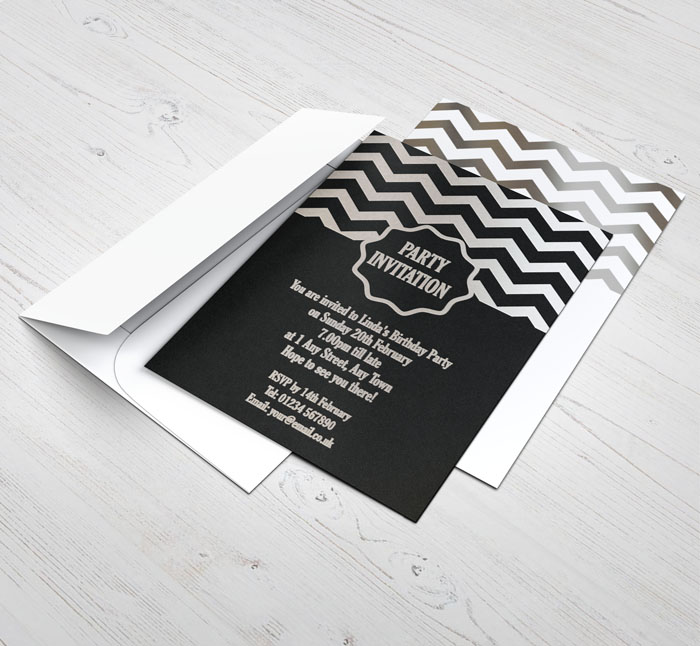 silver foil seal party invitations