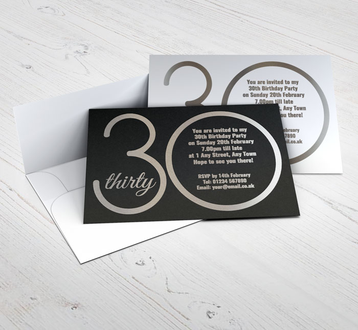 30th silver foil party invitations