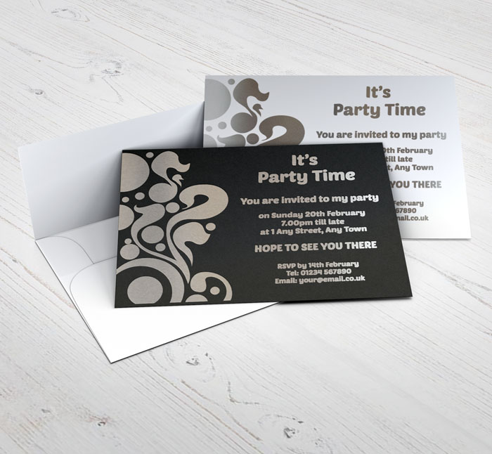 silver foil lava party invitations