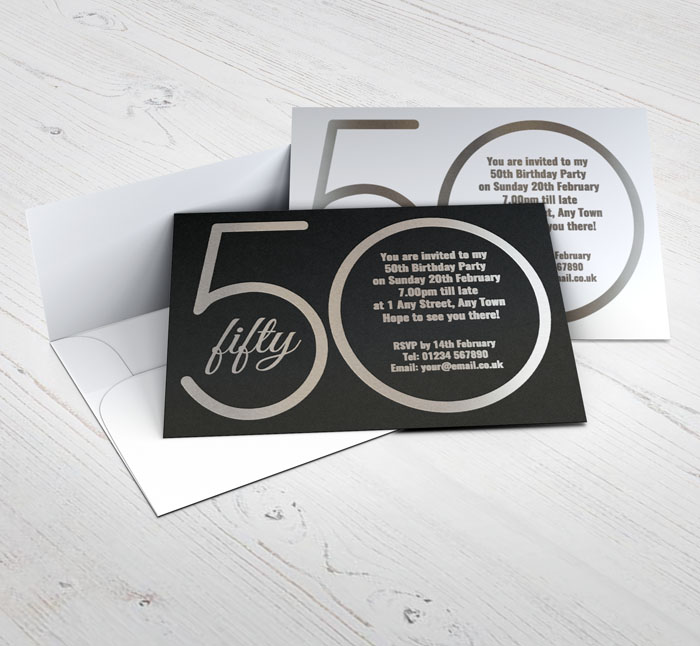 50th silver foil party invitations