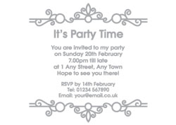 silver foil vintage party invitations