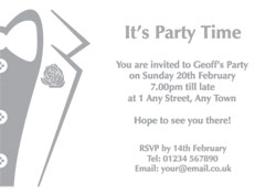 silver foil tuxedo party invitations