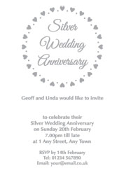 silver foil hearts party invitations