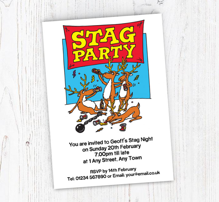 cartoon stags party invitations