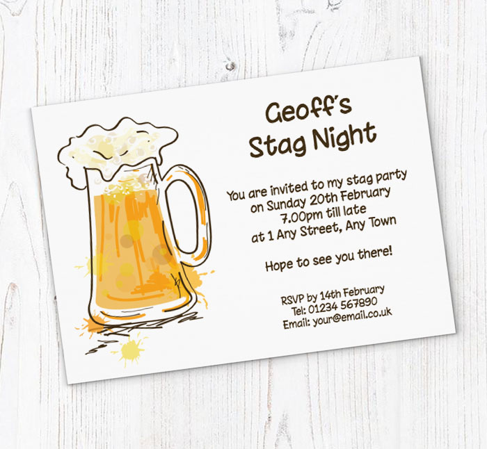 Pint of Beer Party Invitations Personalise Online Plus Free Envelopes