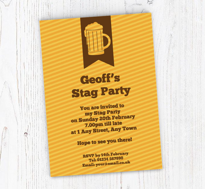 beer glass stripes party invitations