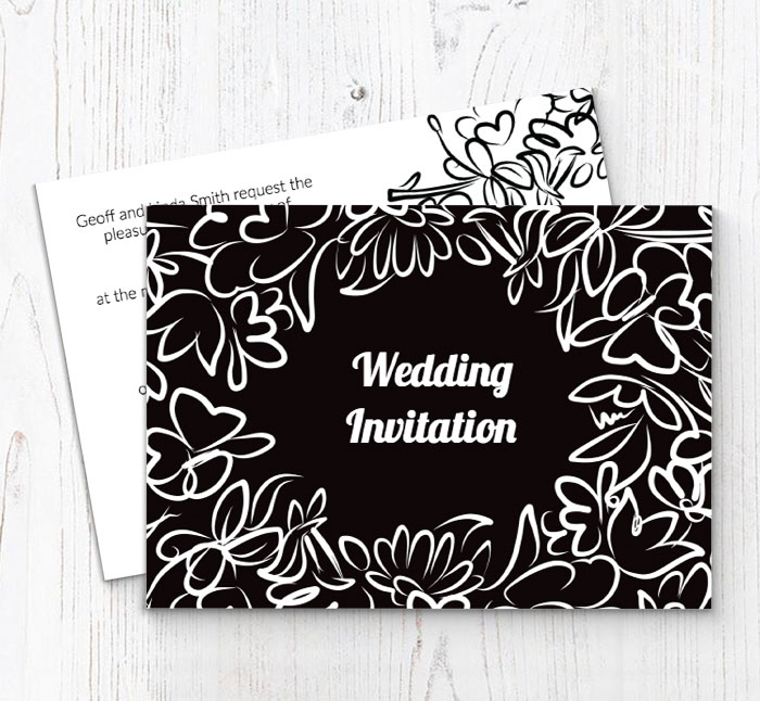 white flowers invitations