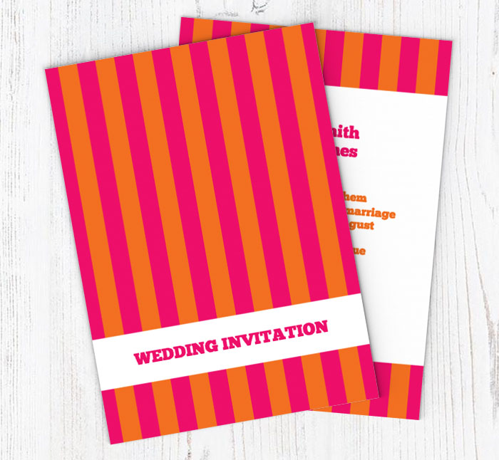 pink and orange stripes invitations