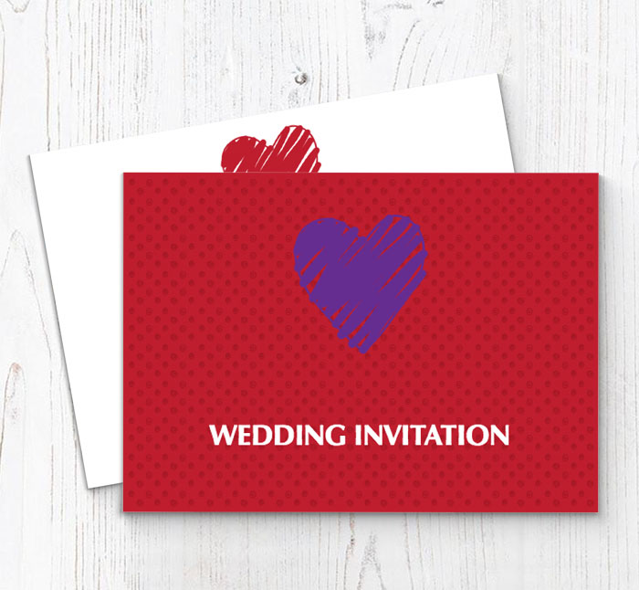 purple heart wedding invitations