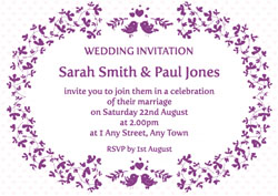 birds and hearts invitations