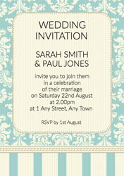 cream and blue stripes invitations