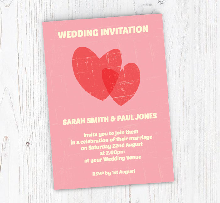 hearts wedding invitations