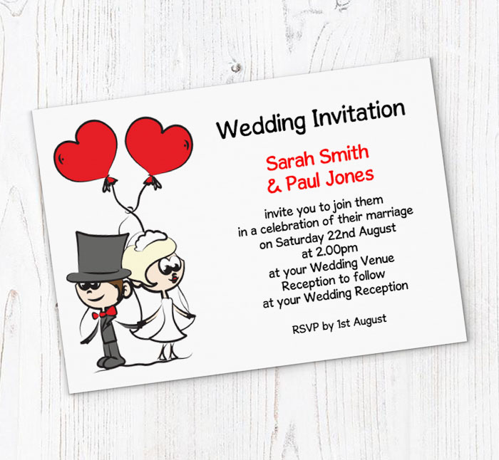 couple with balloons invitations