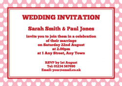 white hearts wedding invitations