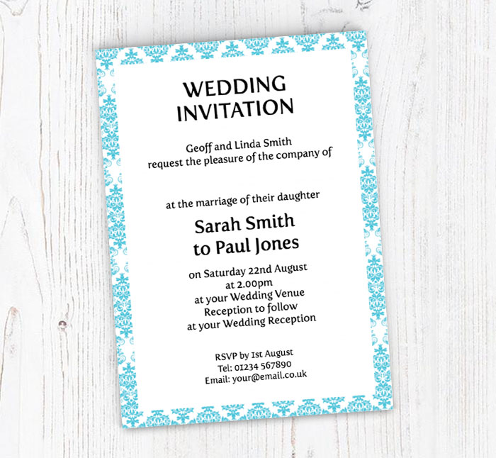 ornate border wedding invitations