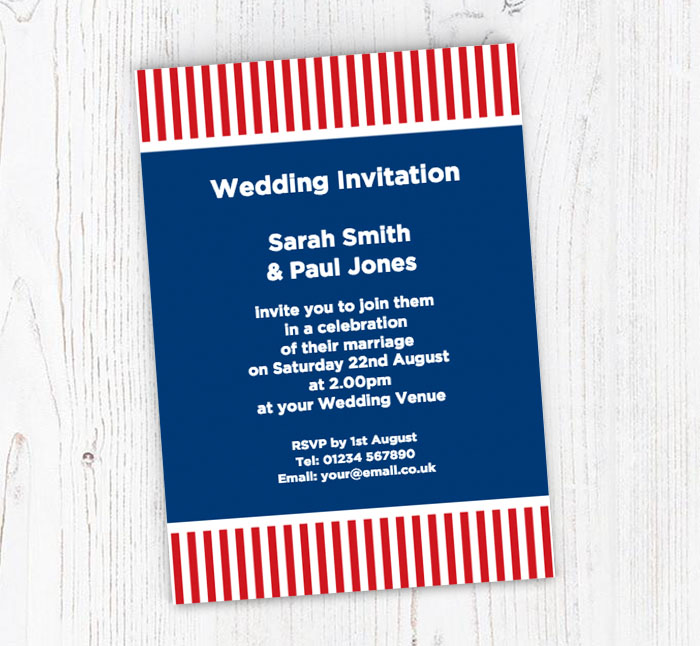 dark blue and red stripes invitations