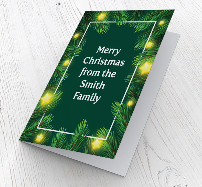 spruce border christmas card