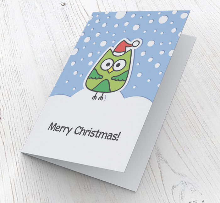 festive owl christmas card