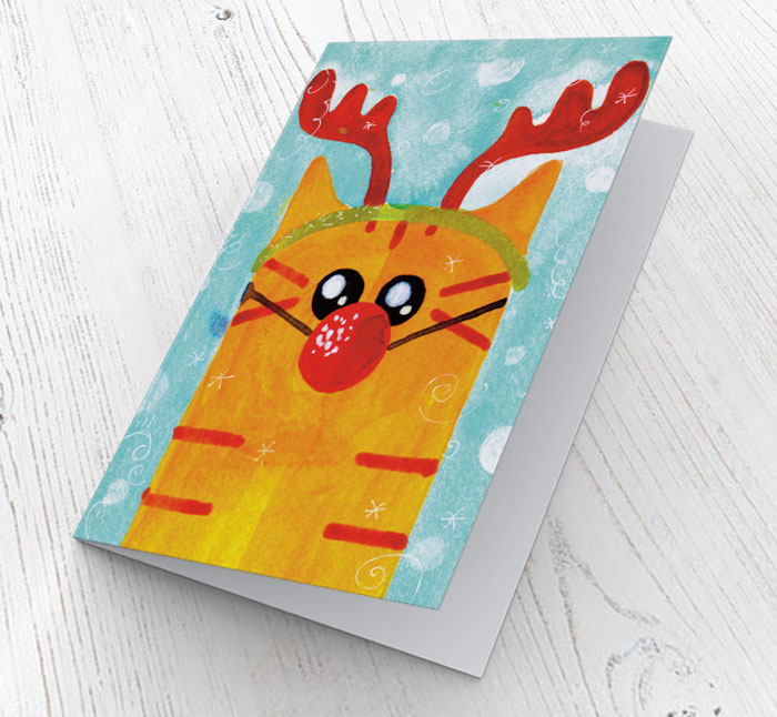 festive cat christmas card