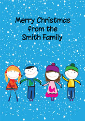 children in the snow christmas card