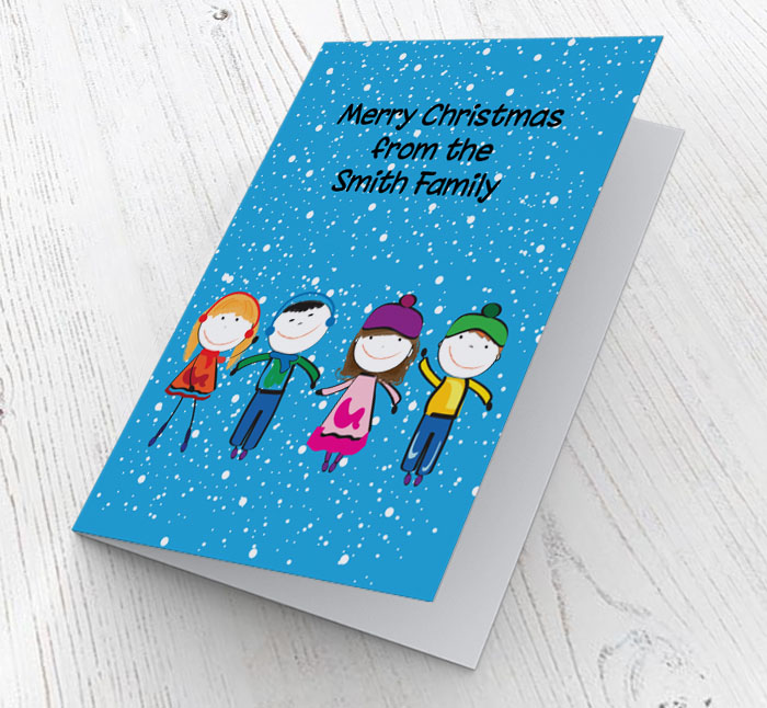 children in the snow christmas card