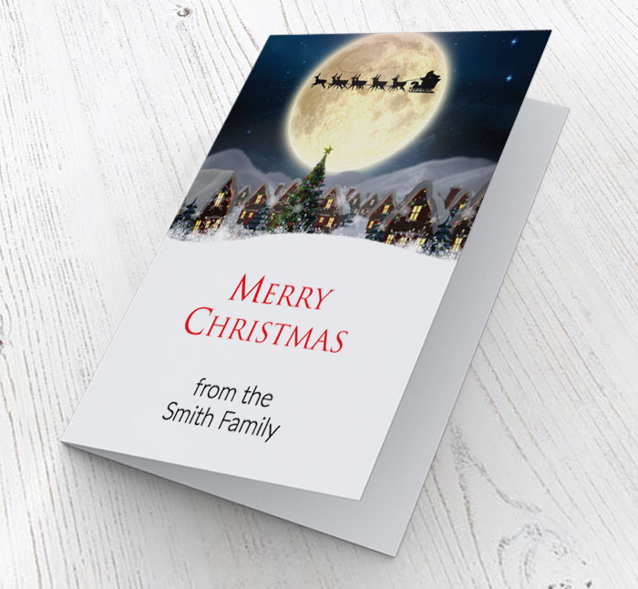 flying santa christmas card