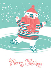 skating bear christmas card